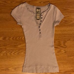 Grey 1/4 button top